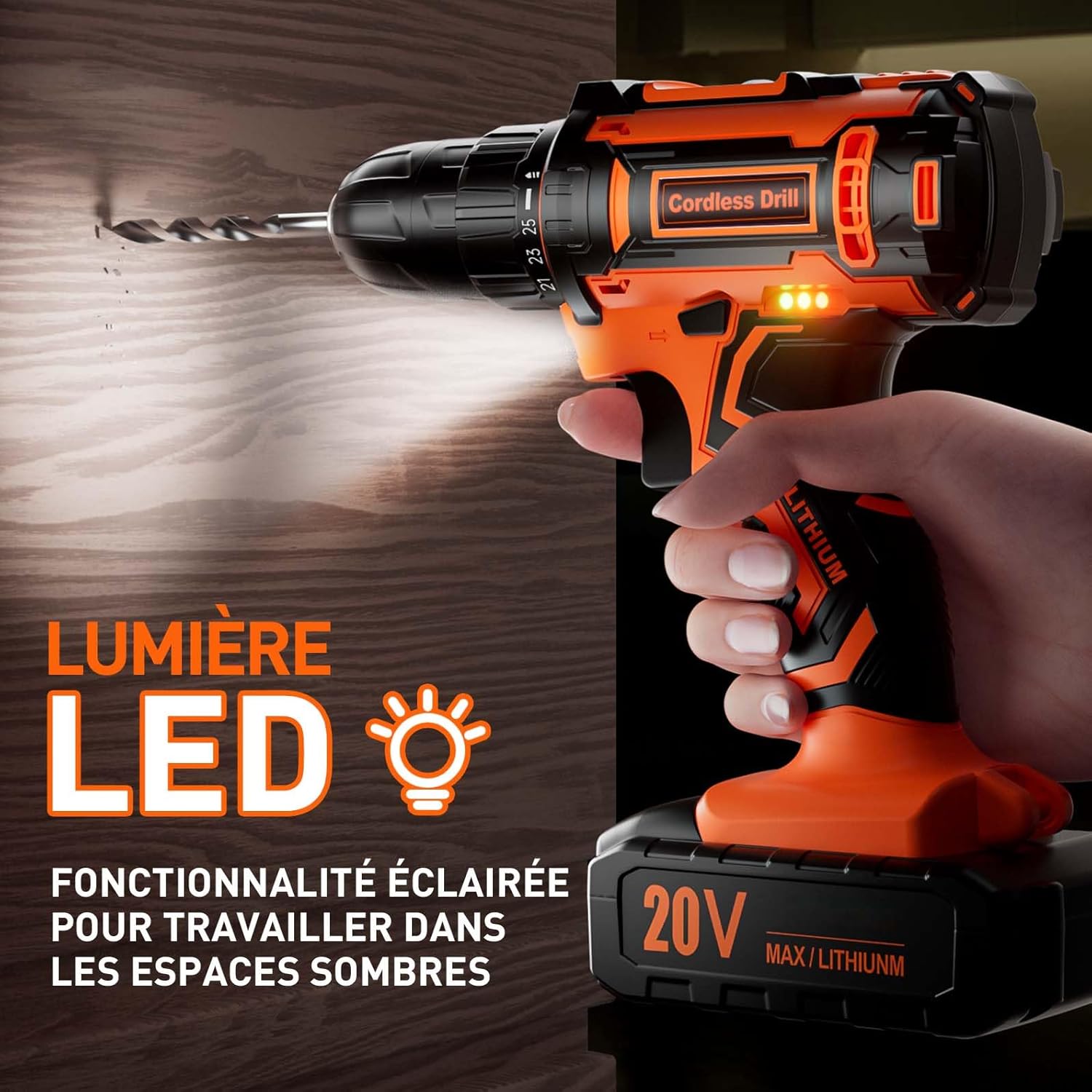 Perceuse visseuse avec lumière LED